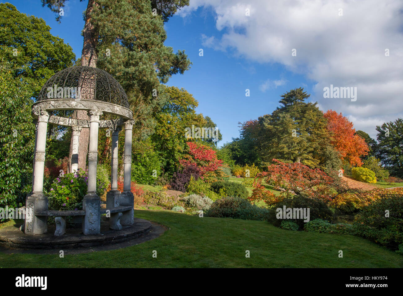 The Temple garden in Autumn, Cholmoneley Gardens Stock Photo