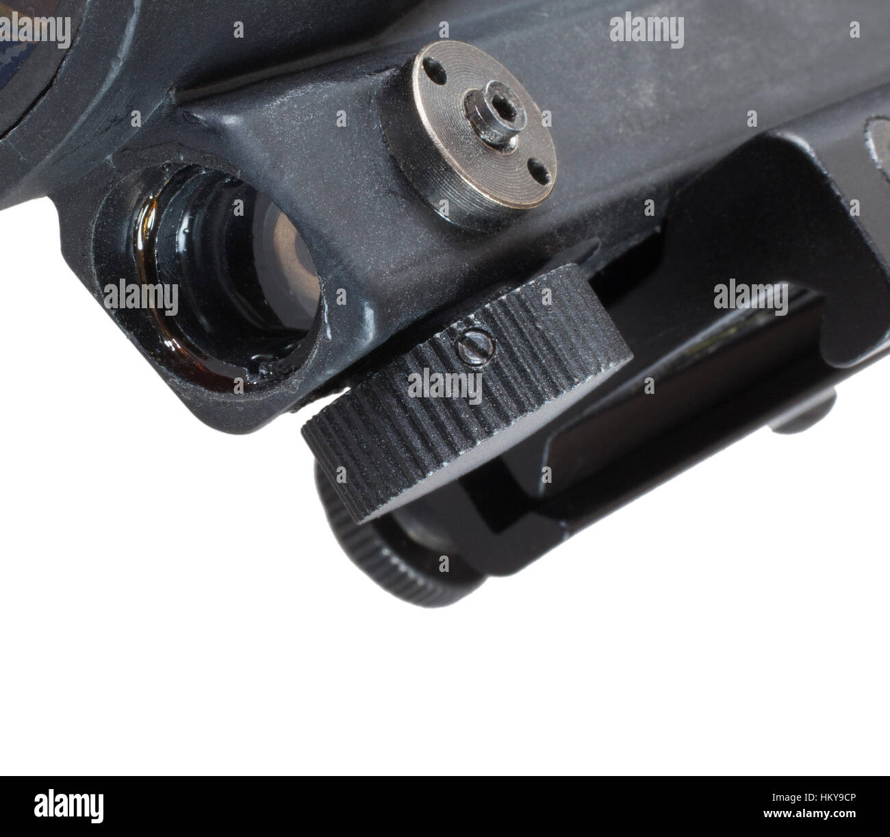 Laser position with adjustment knobs on a rifle scope Stock Photo Alamy
