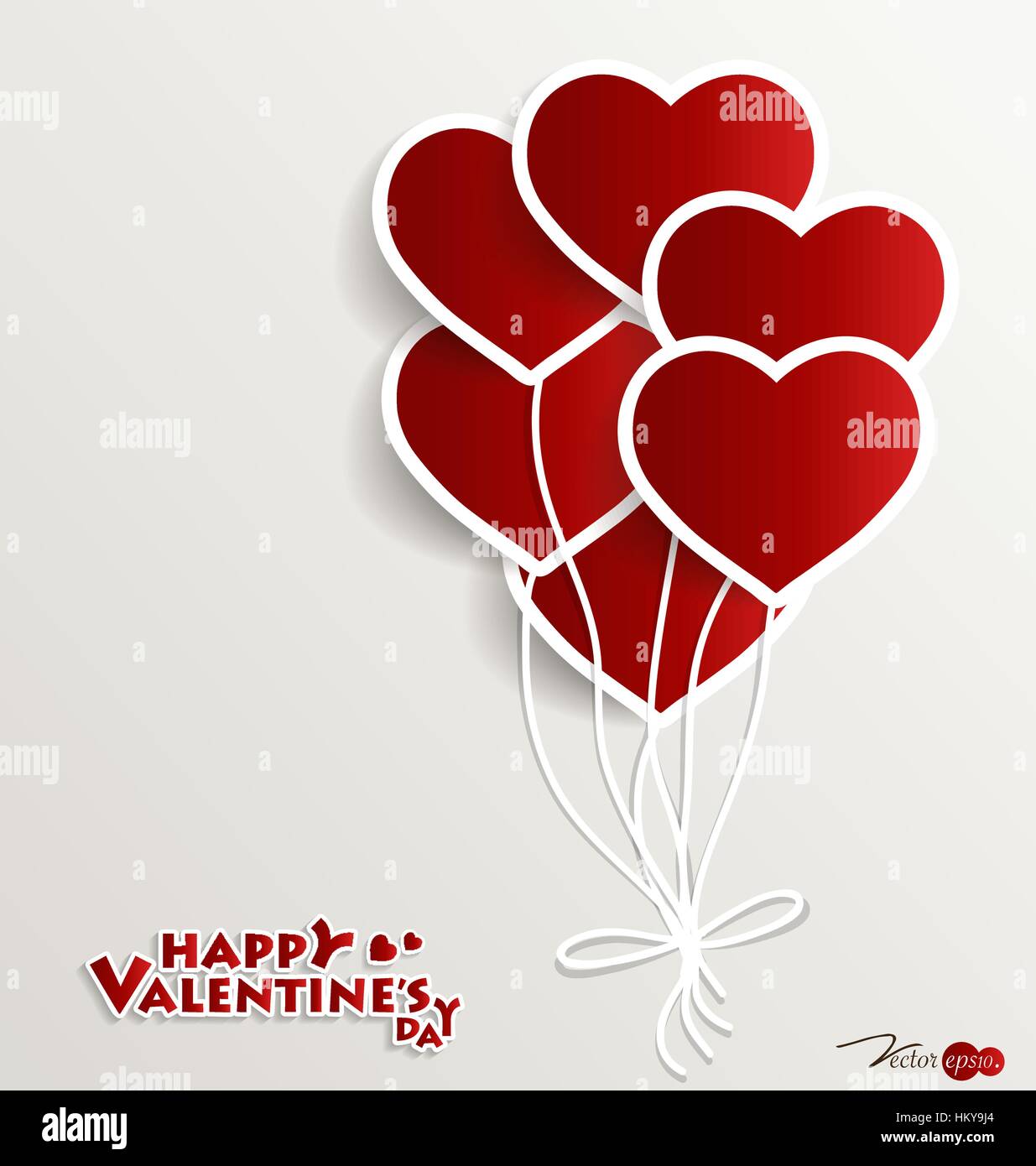 Red heart balloons for Valentines day. Vector illustration Stock Vector ...