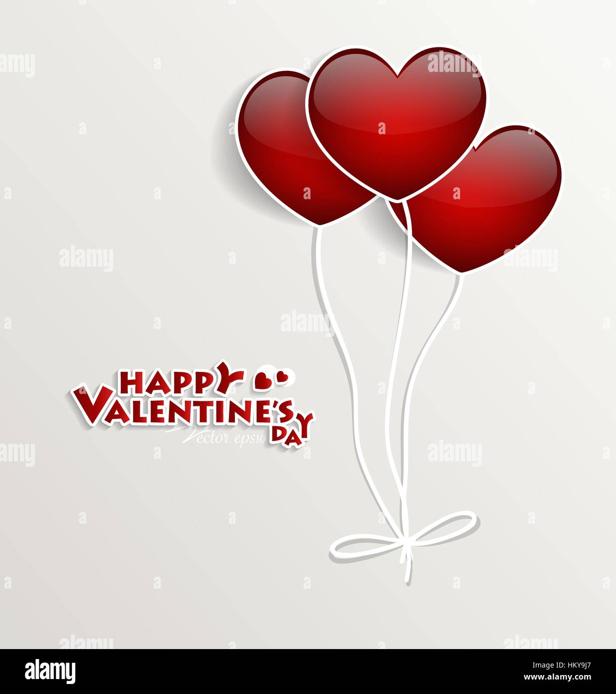 Red heart balloons for Valentines day. Vector illustration Stock Vector ...