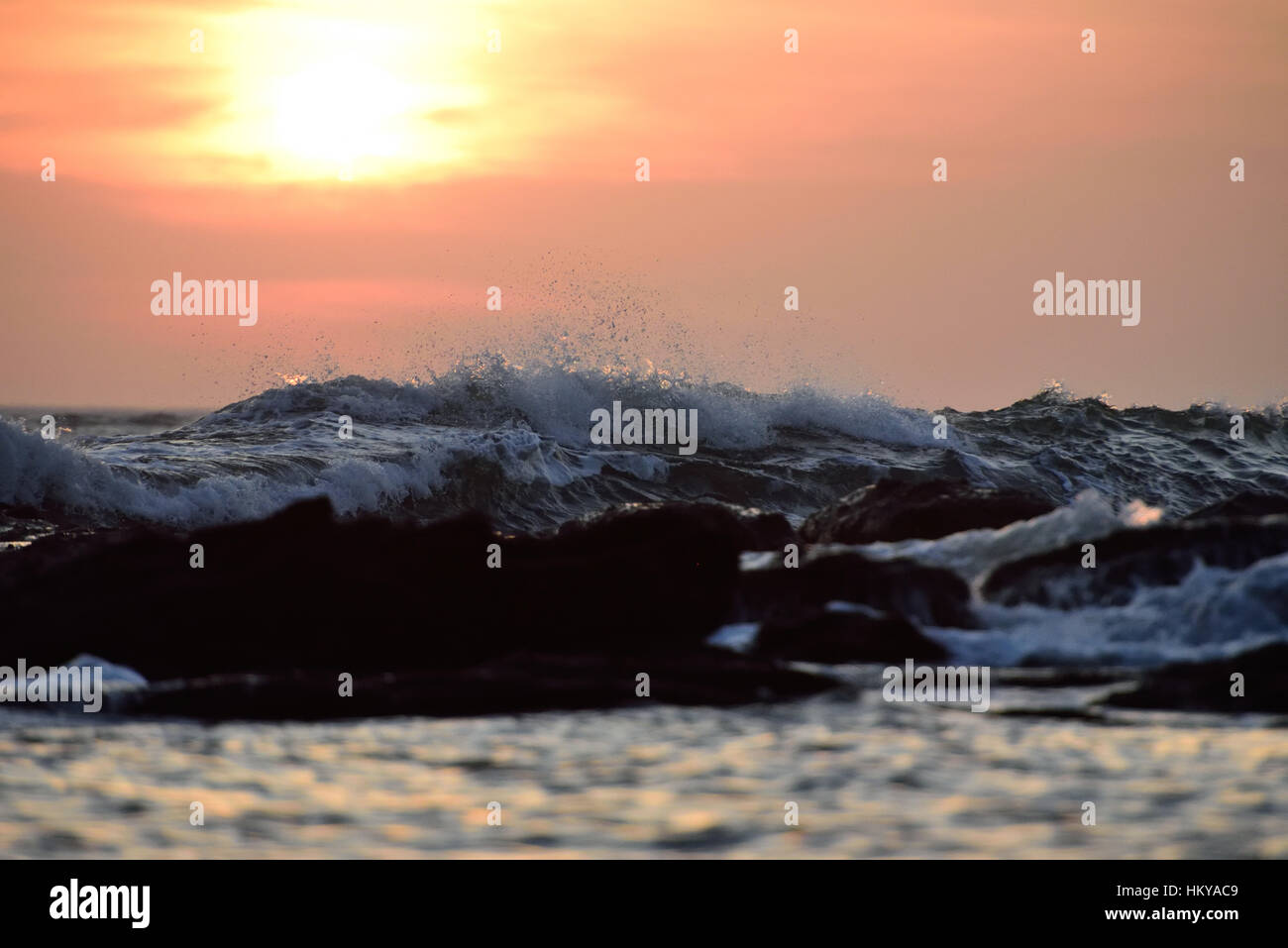 Closeup sunset sea waves hi-res stock photography and images - Alamy