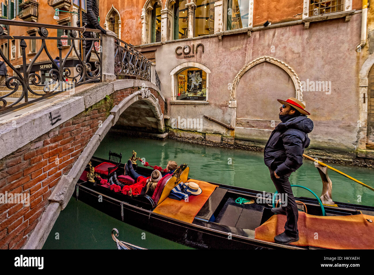 Italy Veneto Venice - Bridges - Sestiere S. Marco  Ponte al Fondaco dei Tedeschi Stock Photo