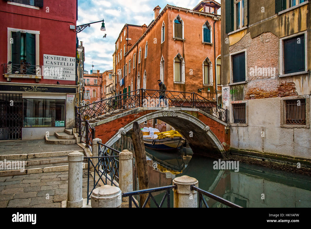 Italy Veneto Venice - Bridges - Sestiere S. Marco - Ponte de la Guerra Stock Photo