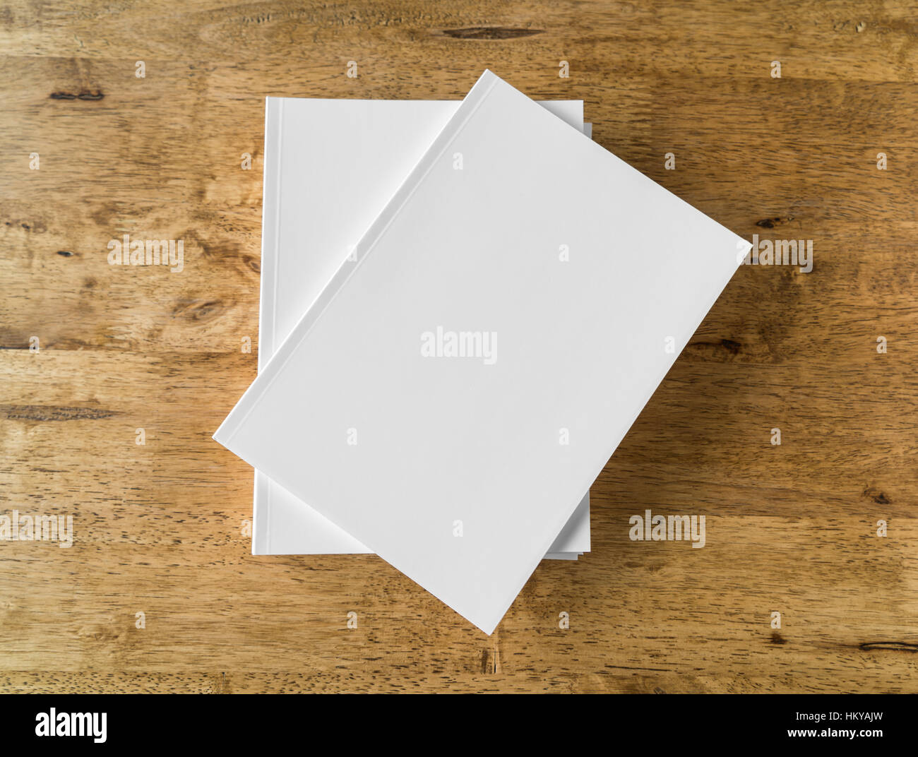 Blank catalog, magazines,book mock up on wood background Stock Photo