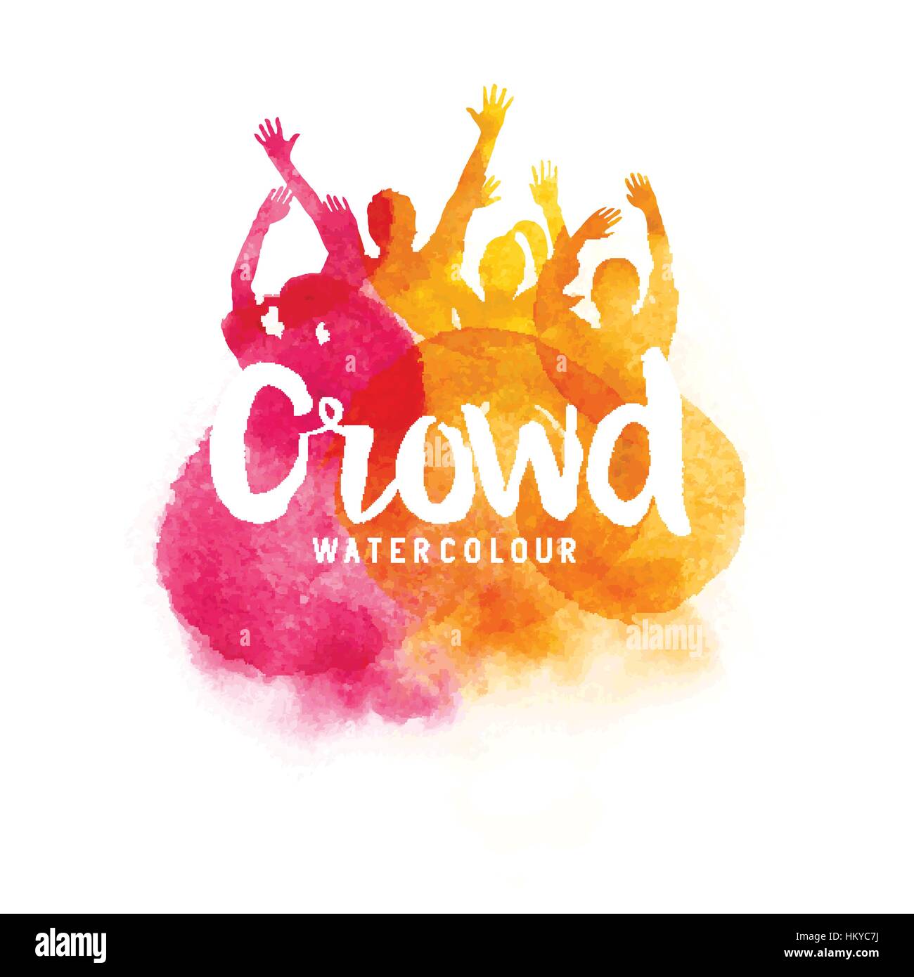 A crowd of happy young people at a concert  - vector illustration Stock Vector