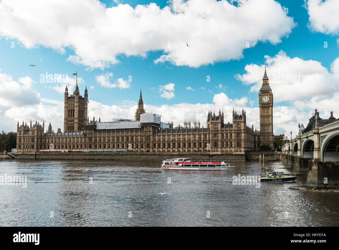 London, United Kingdom - October 18, 2016: The Palace of Westminster or House of Commons and the House of Lords. Parliament in London, UK Stock Photo