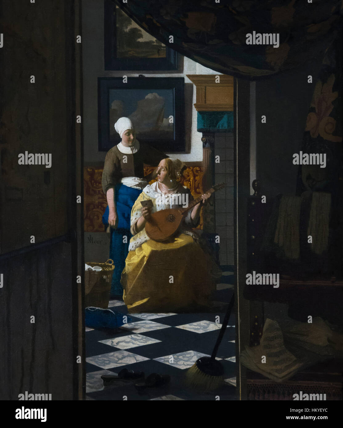 The Love Letter, by Johannes Vermeer, circa 1669-70, oil on canvas, Rijksmuseum, Amsterdam, Netherlands, Europe, Stock Photo