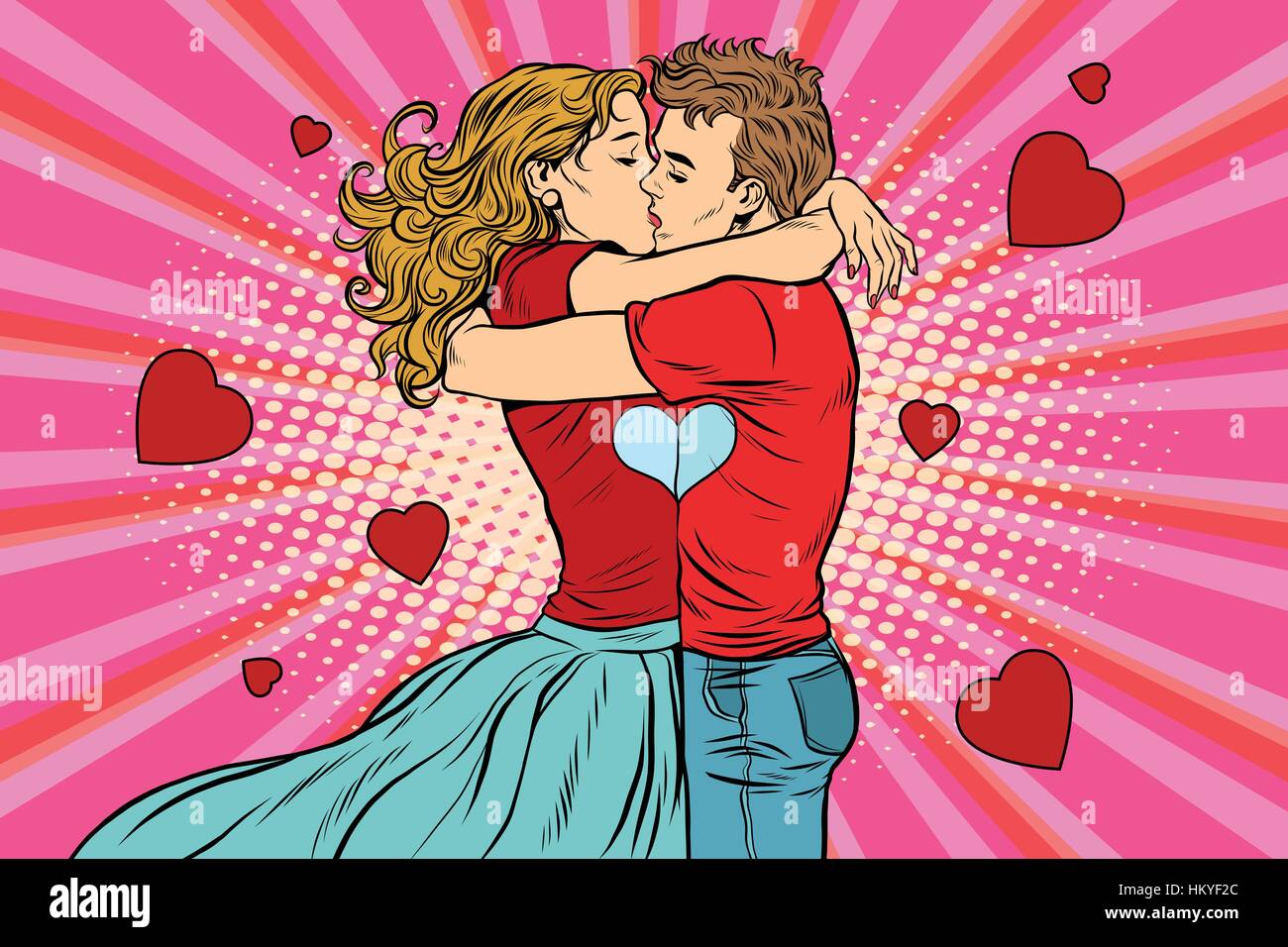 Romantic Kissing Couple Drawing Stock Vector Image & Art - Alamy