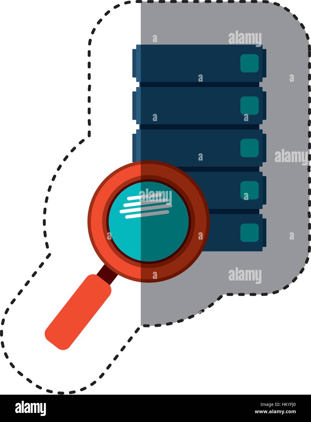 sticker file with magnifying glass with with glitters vector