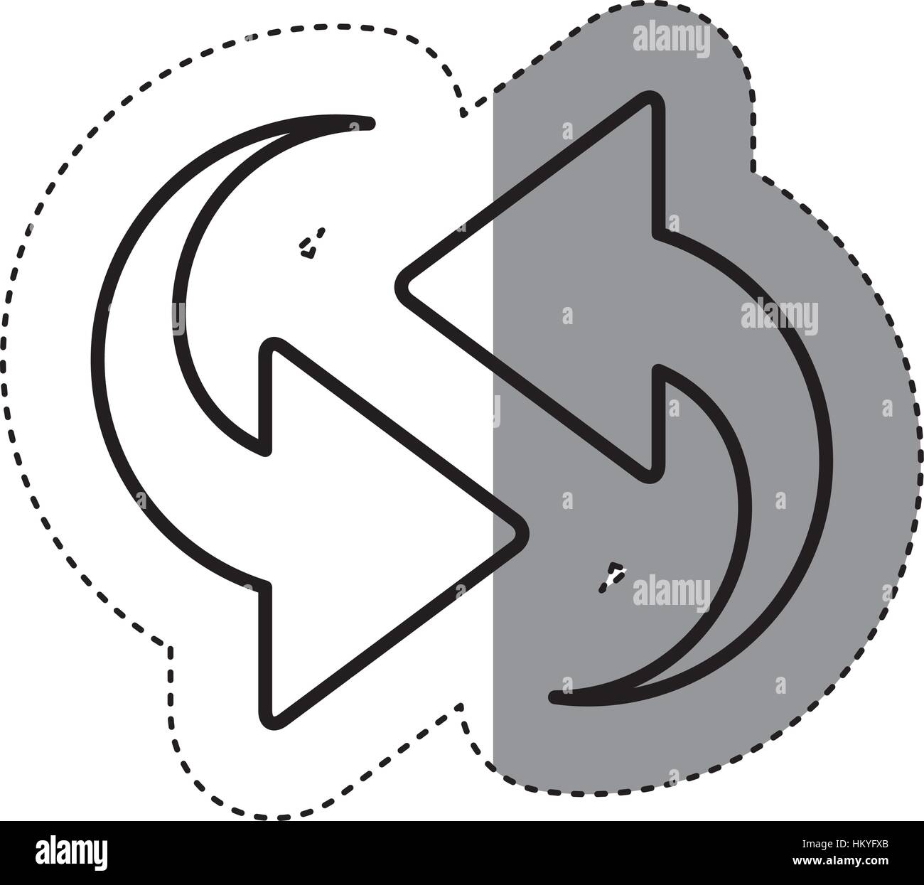 sticker silhouette arrows update in opposite directions vector illustration Stock Vector