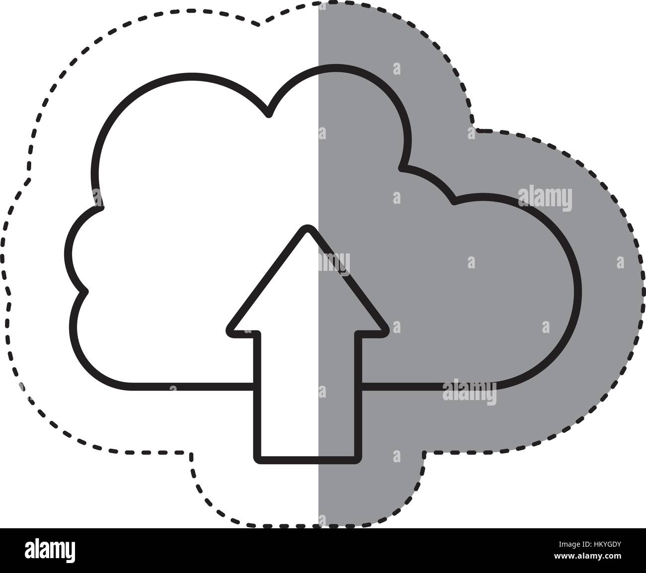 sticker silhouette cloud with arrow in up direction . Vector ...