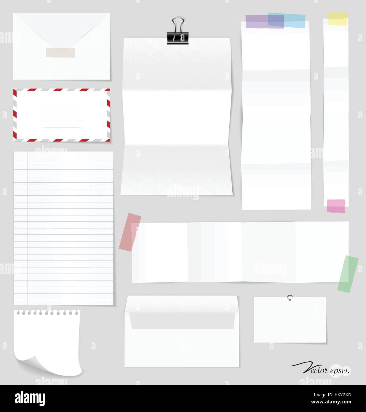 Collection of various note papers, ready for your message. Vector ...