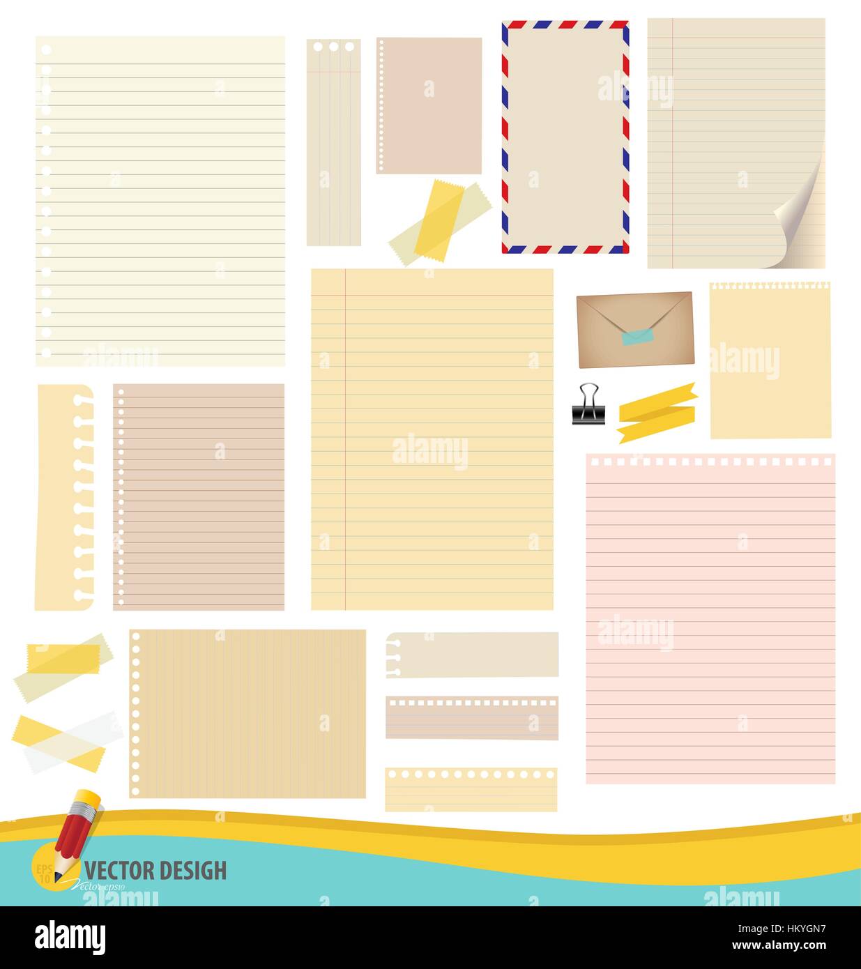 Collection of various note papers, ready for your message. Vector ...