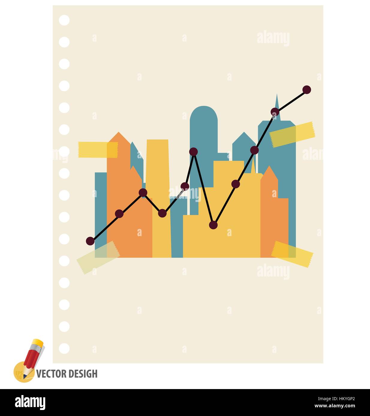 Abstract building with graph. Vector illustration Stock Vector Image ...