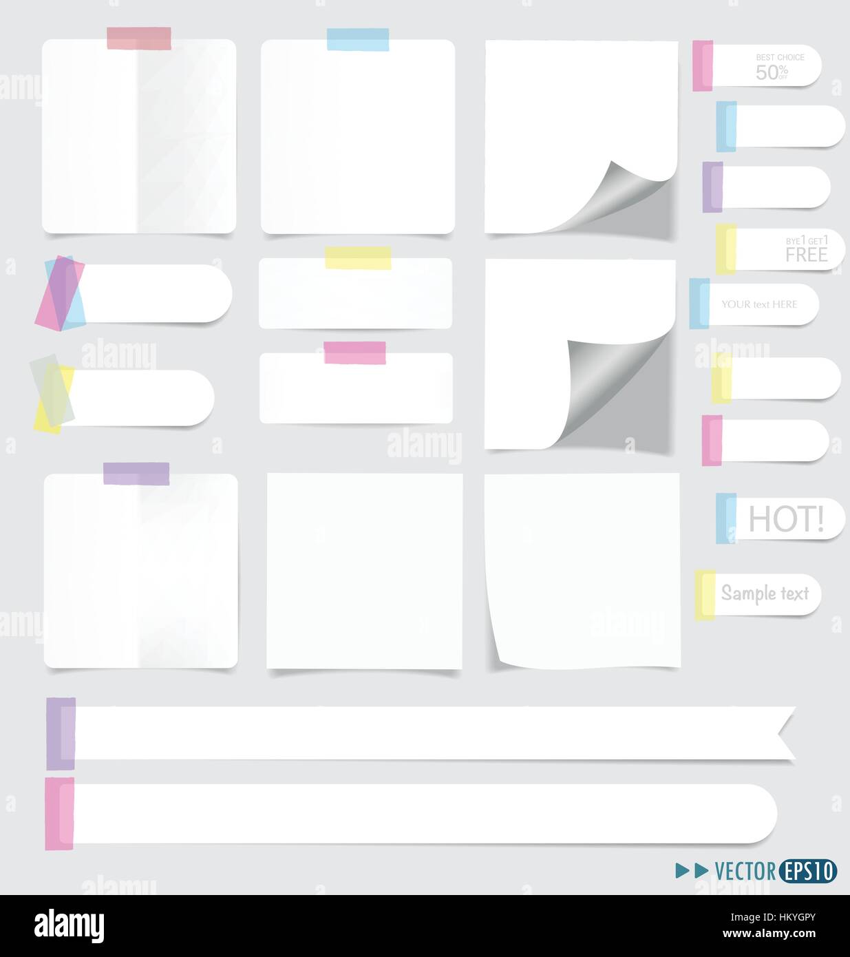 Collection of various note papers, ready for your message. Vector ...
