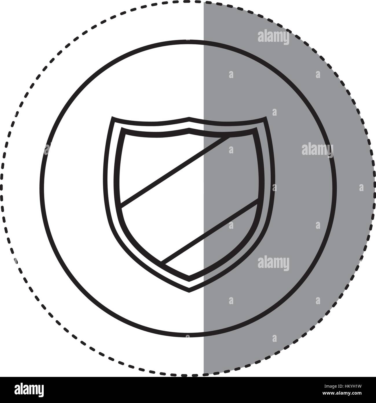 contour sticker circular border with shield with striped vector ...