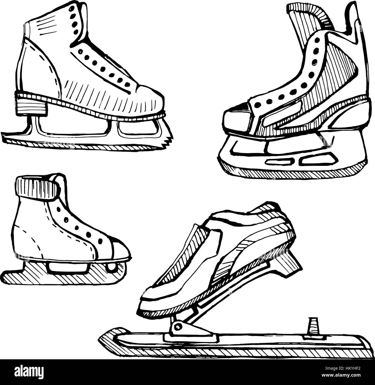 Skates ice for different sports Stock Vector