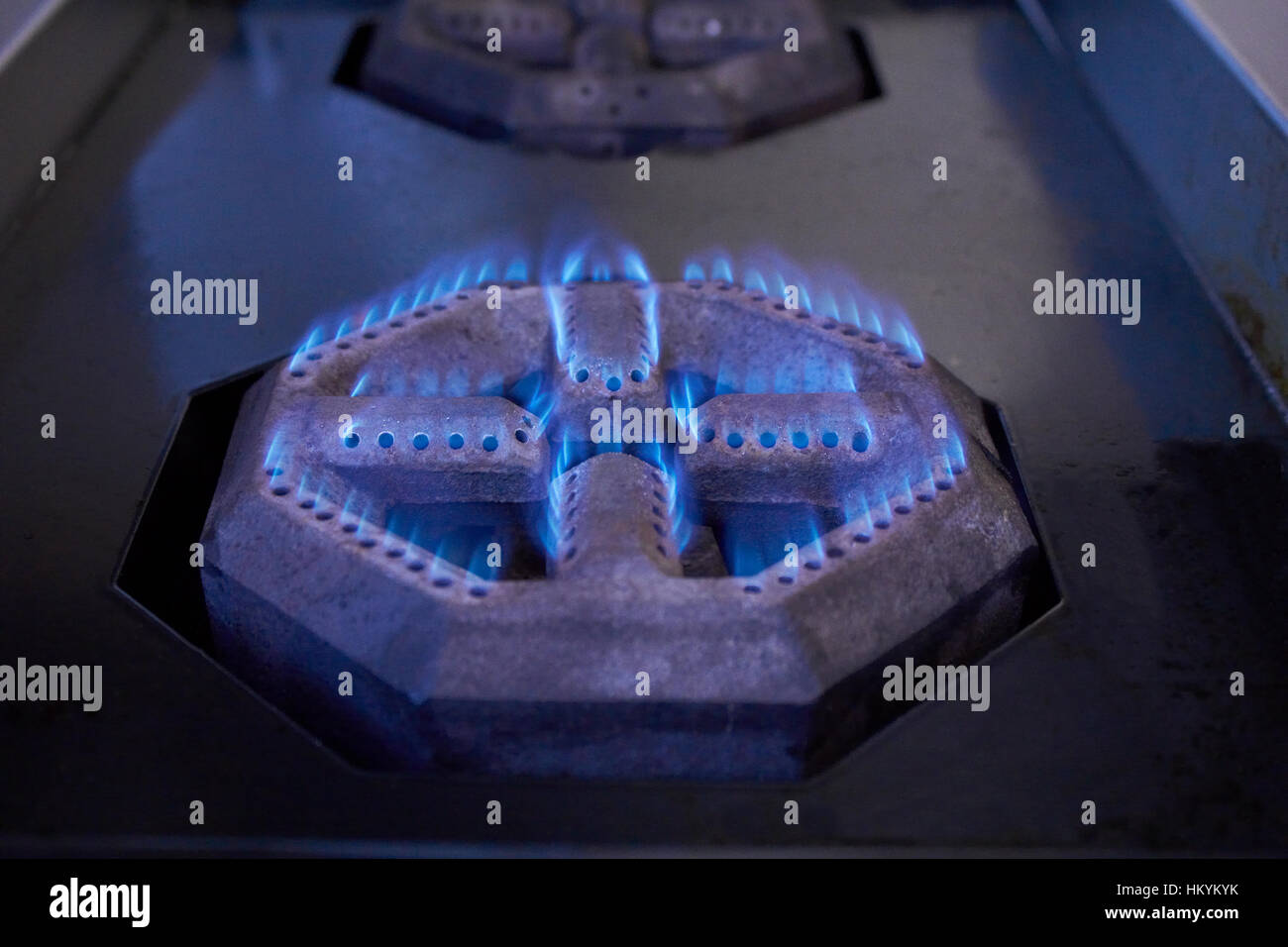 Natural gas stove burner Stock Photo