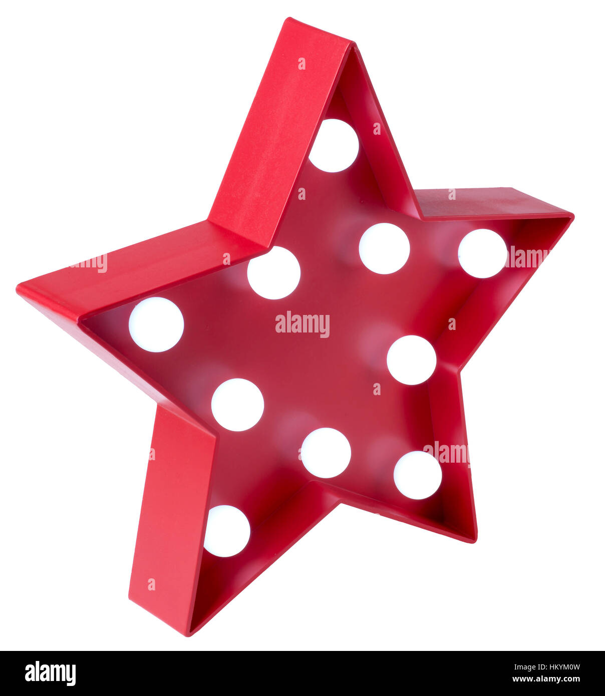 Red star with white light bulbs Stock Photo
