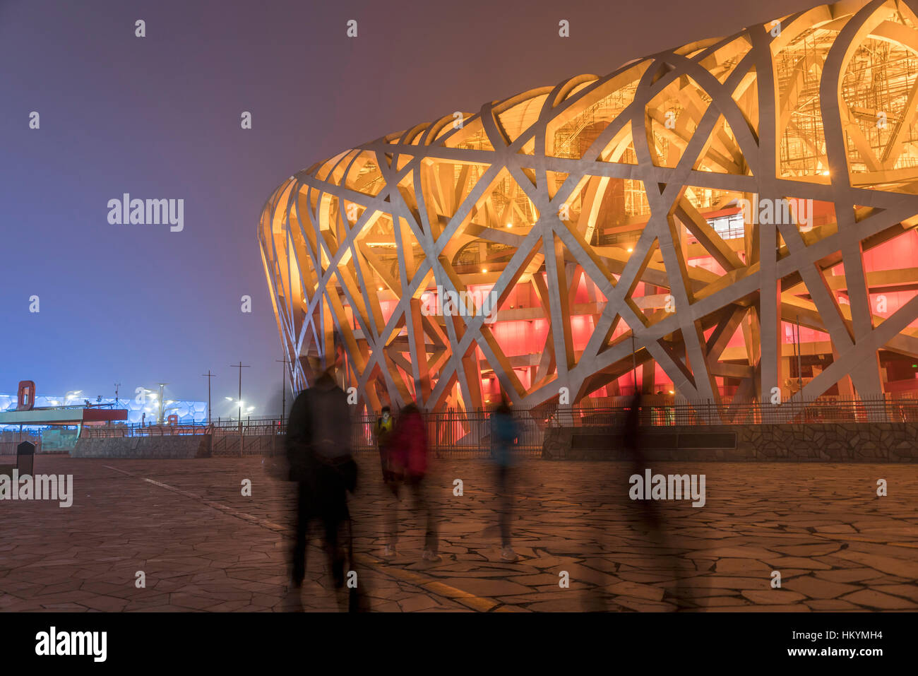 National Stadium at dusk, Olympic Park Beijing, People's Republic of China, Asia Stock Photo