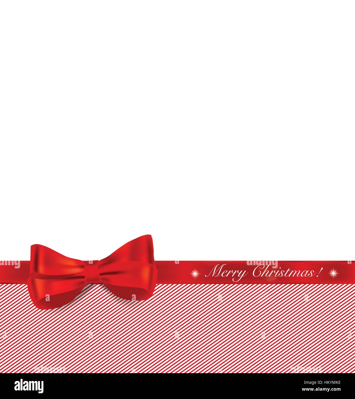 Christmas background with red ribbon and bow. Vector illustration Stock