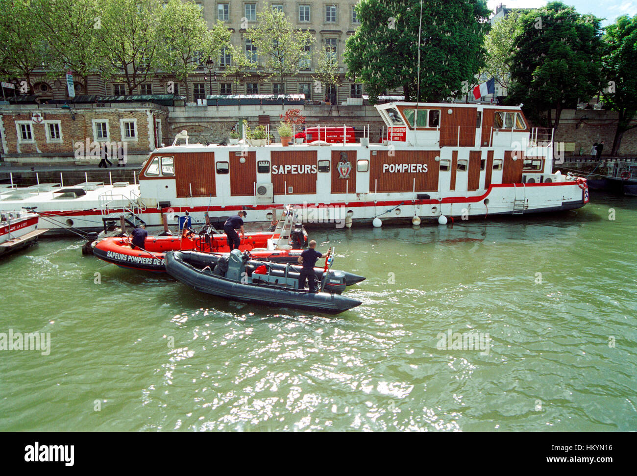 France, Paris, Fire Department Boat Stock Photo