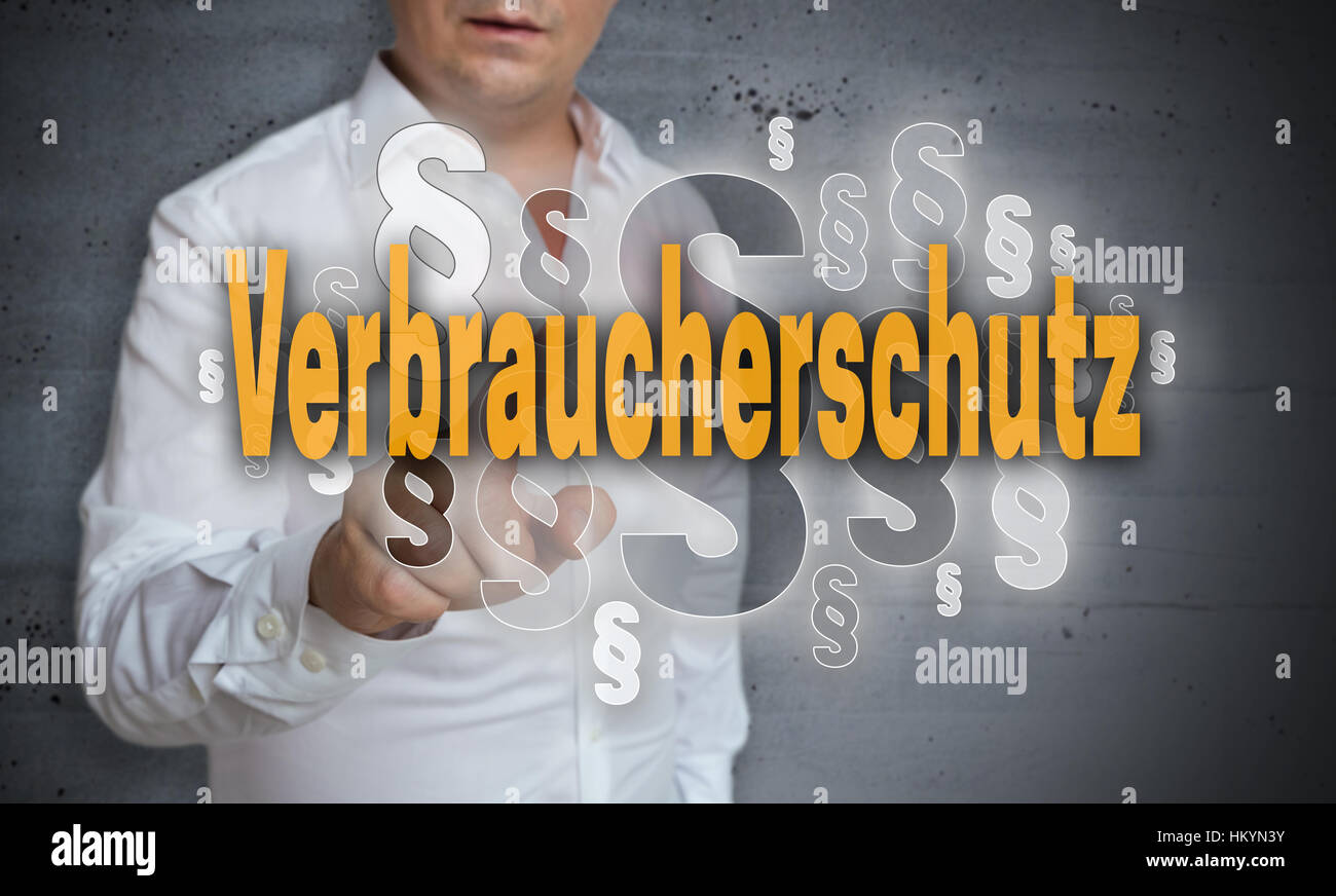 Verbraucherschutz (in german Consumer protection) paragraphs are selected by man. Stock Photo