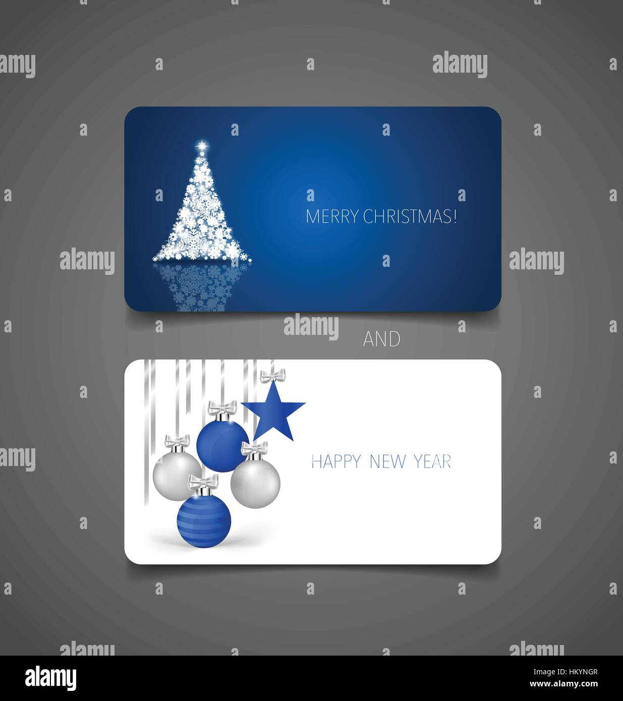 Holiday gift coupons with Christmas tree and Christmas balls, vector illustration Stock Vector