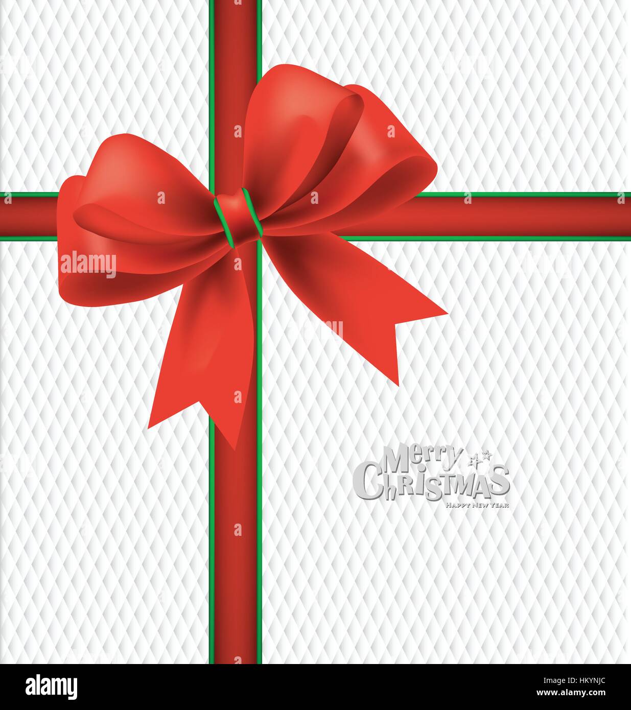Elegant Christmas background with red bow, vector illustration Stock