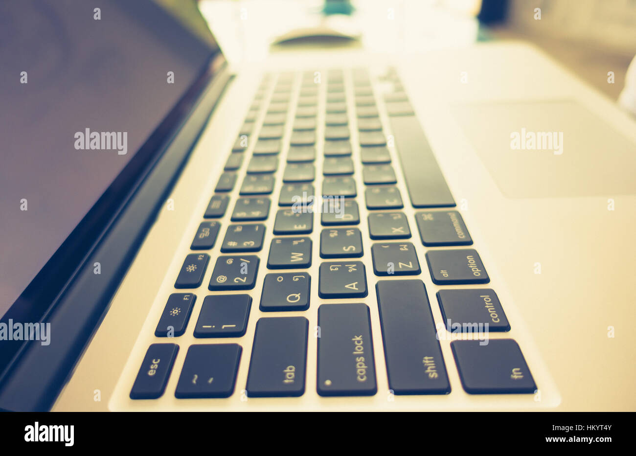 Close up of Computer laptop ( Filtered image processed vintage effect ...