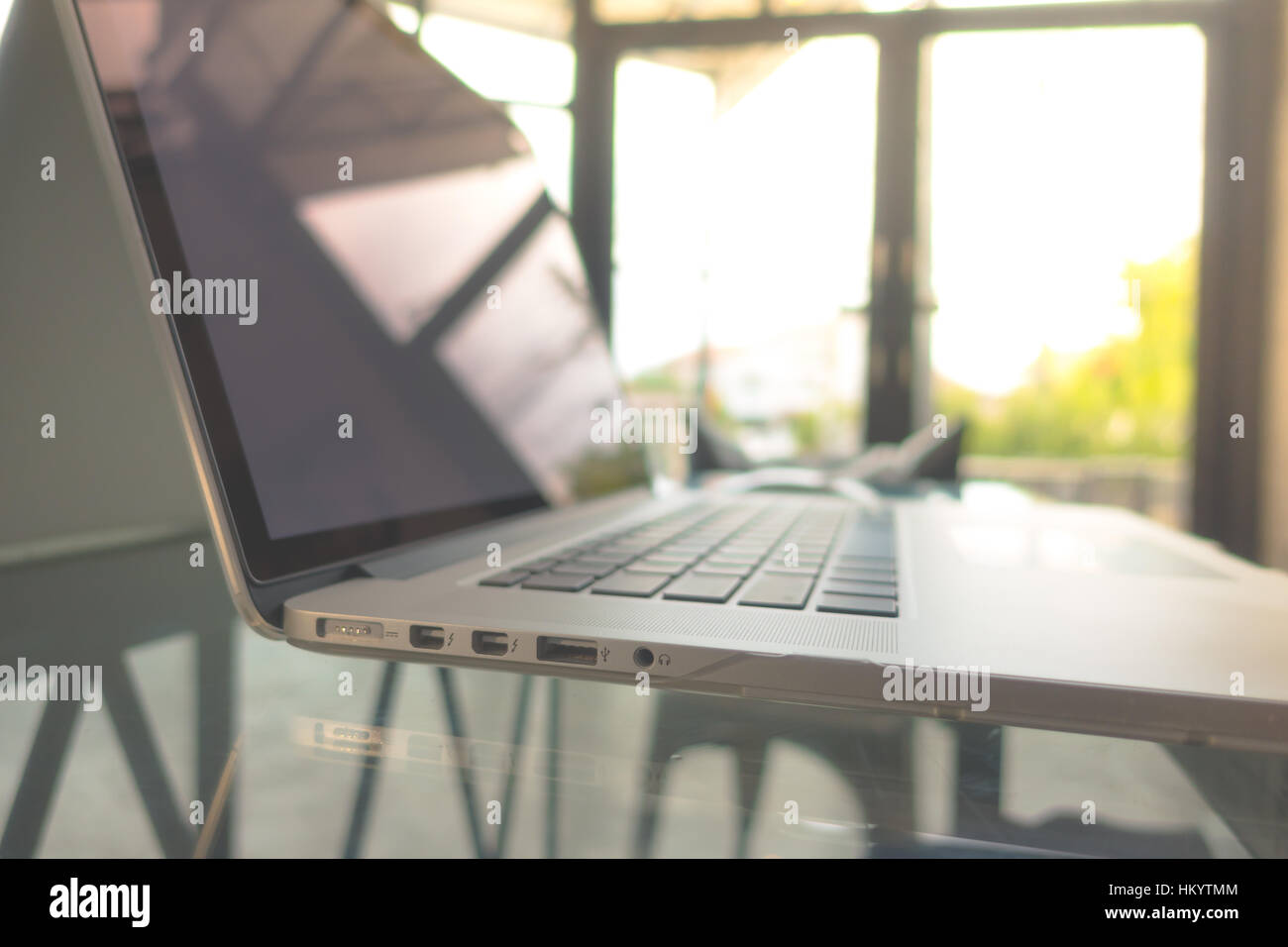 Close up of Computer laptop ( Filtered image processed vintage effect ...