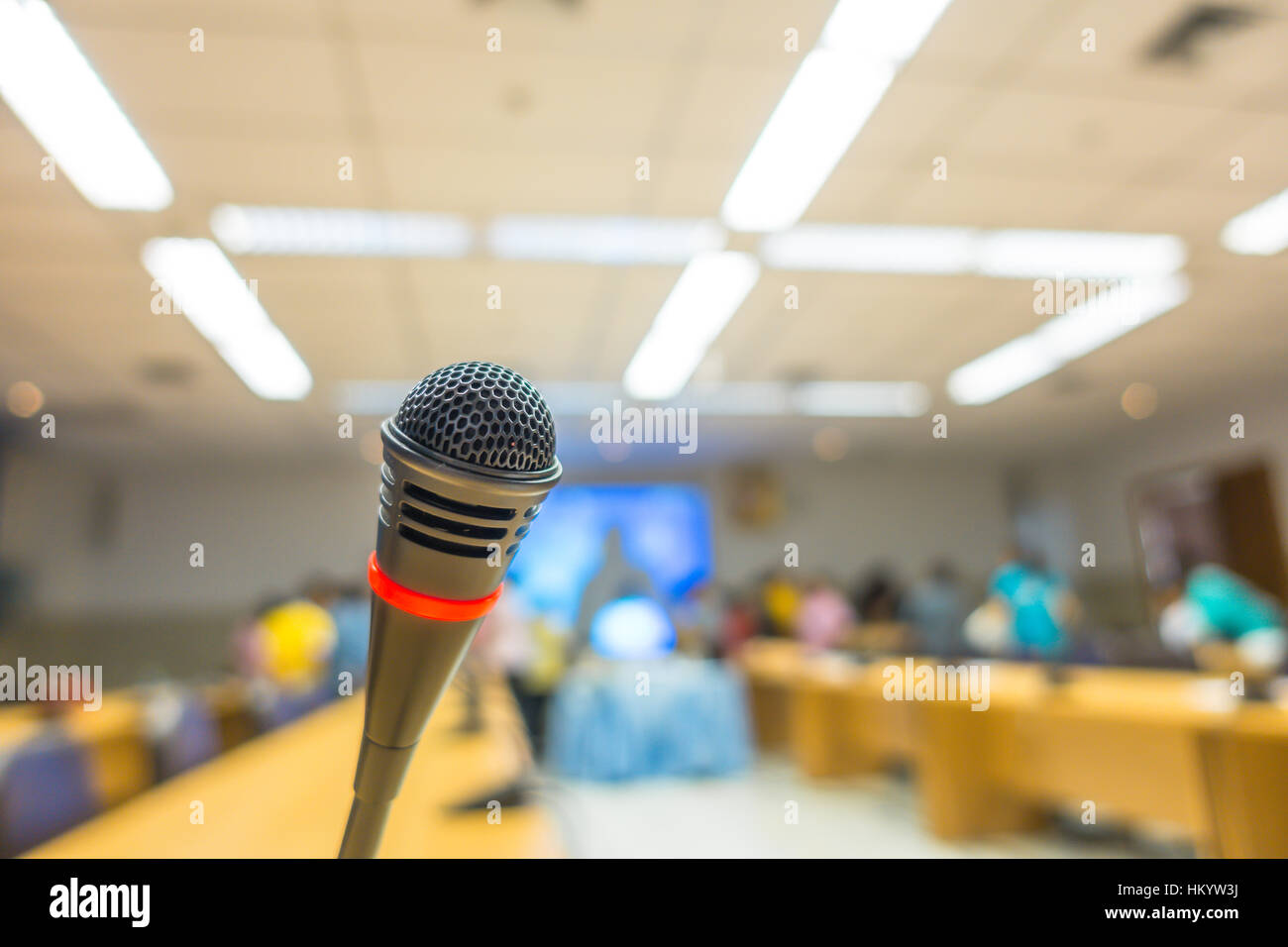 Black Microphone In Conference Room Filtered Image