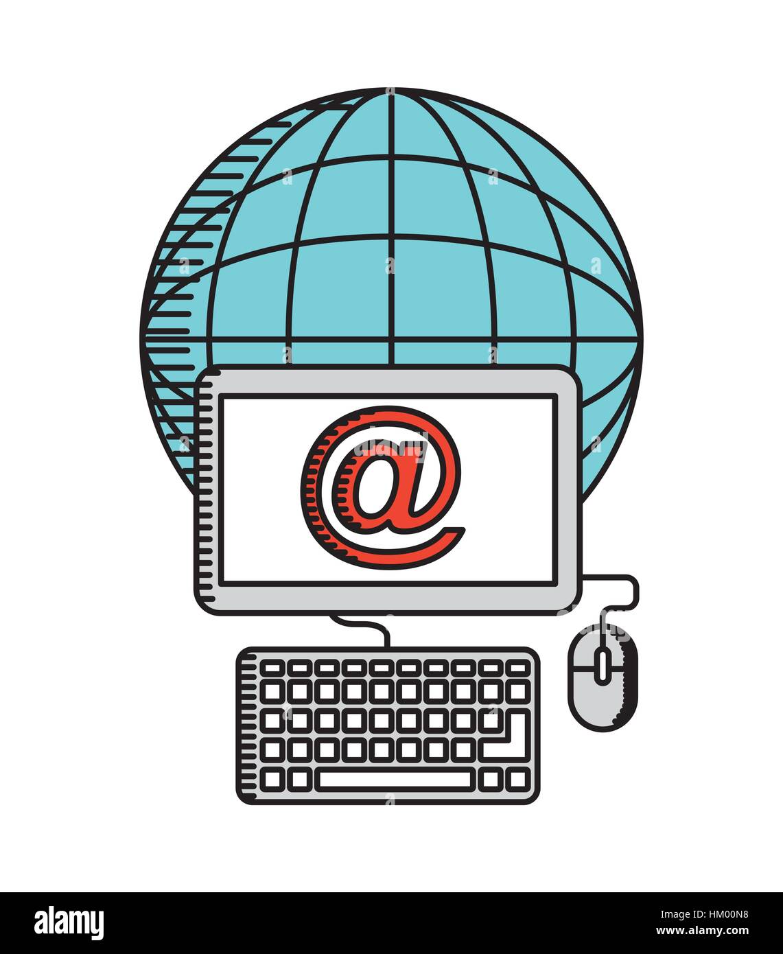 computer with global sphere icon over white background. colorful design ...