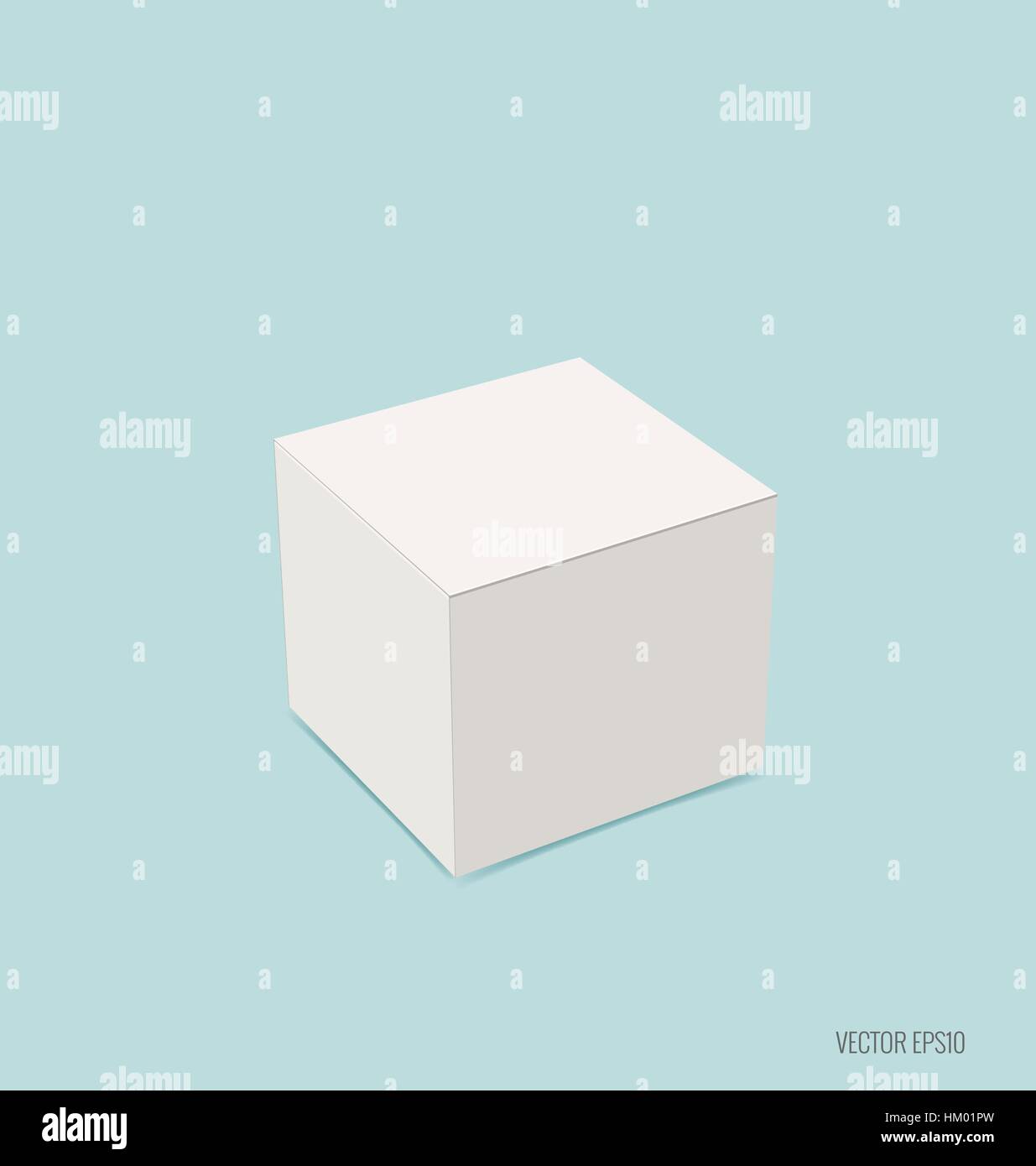 Blank white box mock up on blue background. Vector illustration Stock ...