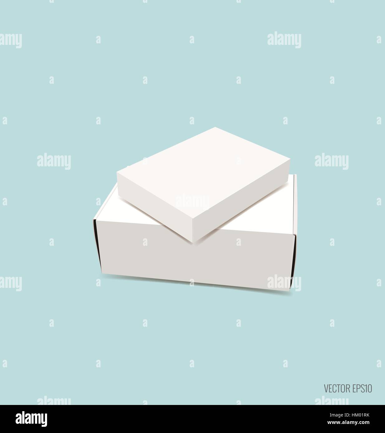 Blank white box mock up on blue background. Vector illustration Stock ...