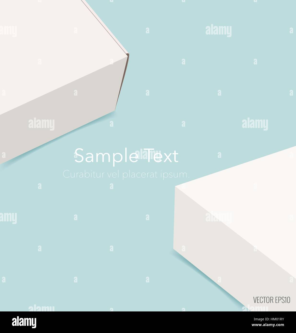 Blank white box mock up on blue background. Vector illustration Stock ...