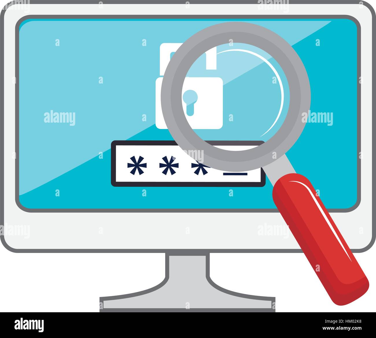 monitor desktop computer with security system vector illustration ...