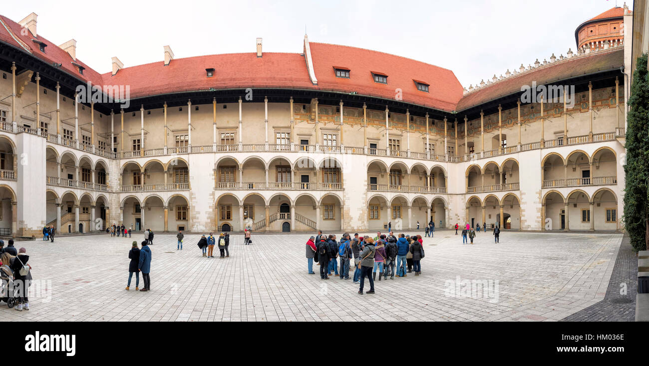 Wawel castle Sigismund i Stary's renaissance courtyard Krakow Poland Cracow Stock Photo