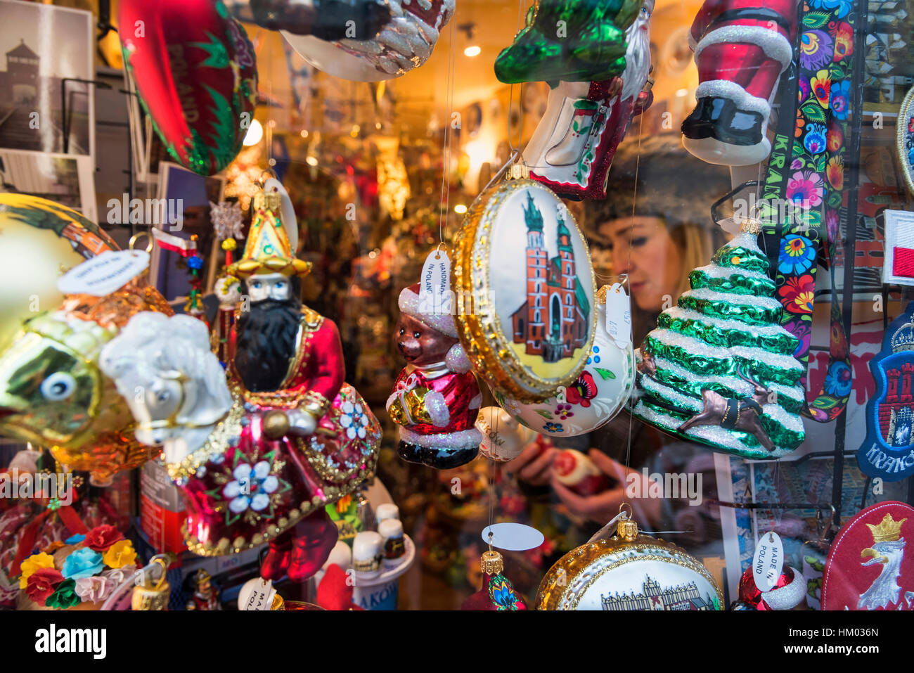 Gift shop christmas Krakow Poland Cracow Stock Photo