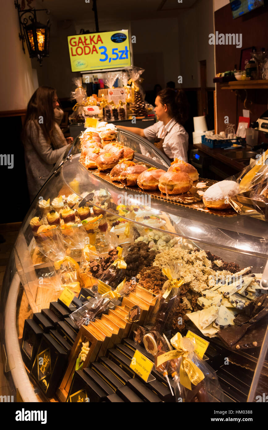 Chocolate shop Krakow Poland Crakow Stock Photo