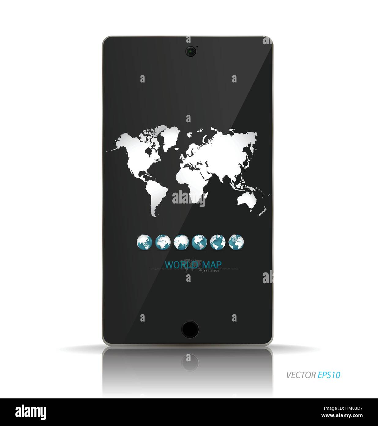 World Map Device Touchscreen device with map. Vector illustration Stock Vector Image ...