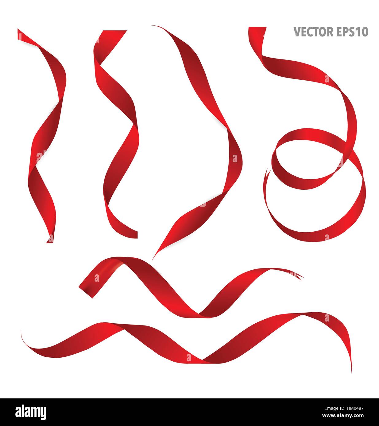 Shiny red ribbon on white background with copy space. Vector ...