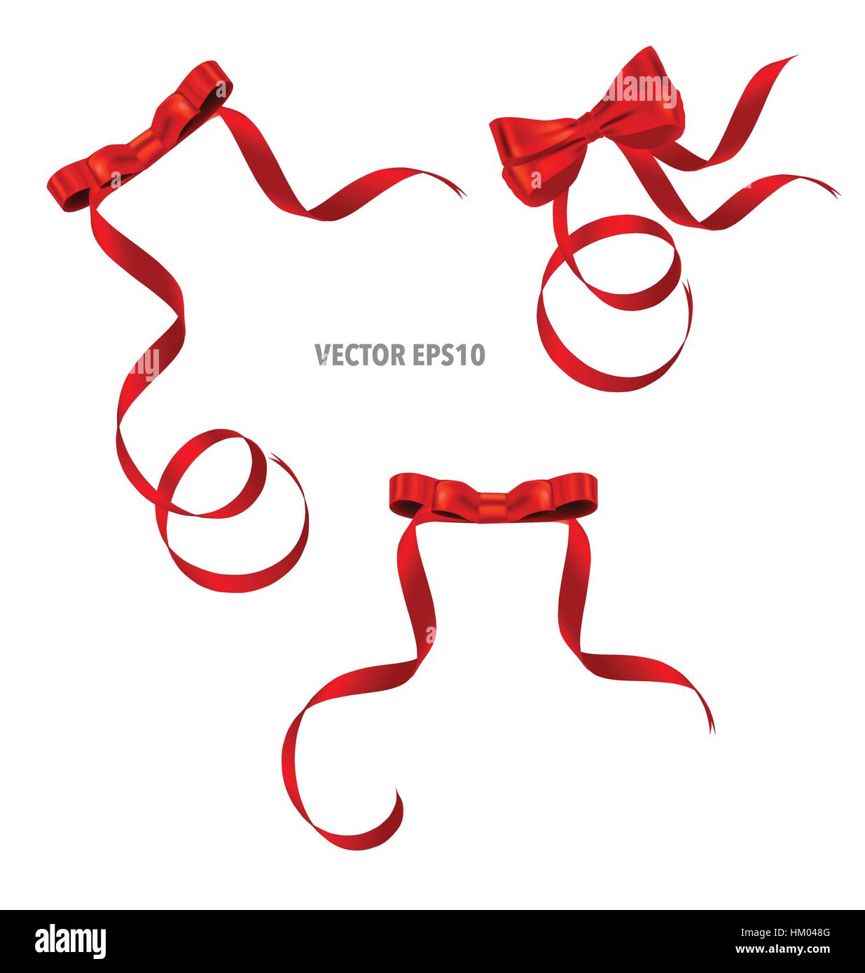 Shiny red ribbon on white background with copy space. Vector ...