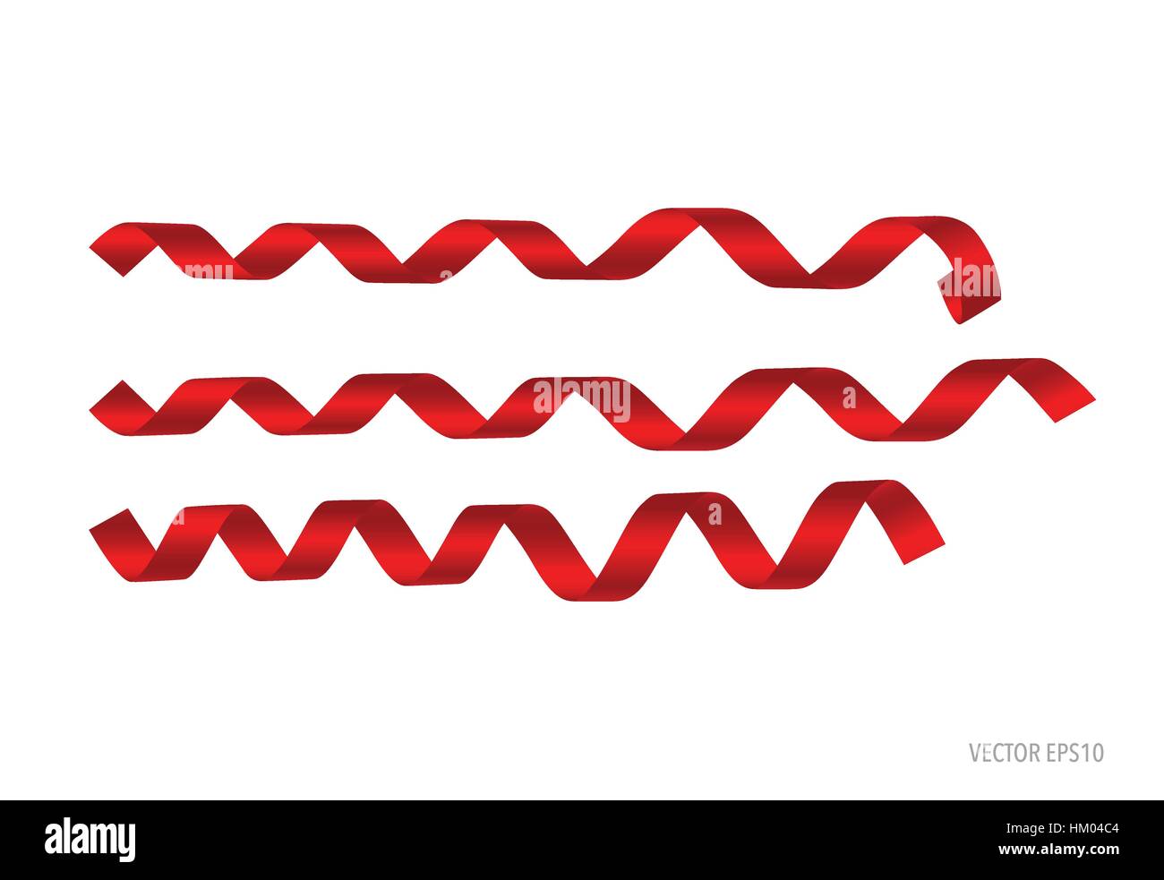 Shiny red ribbon on white background with copy space. Vector ...