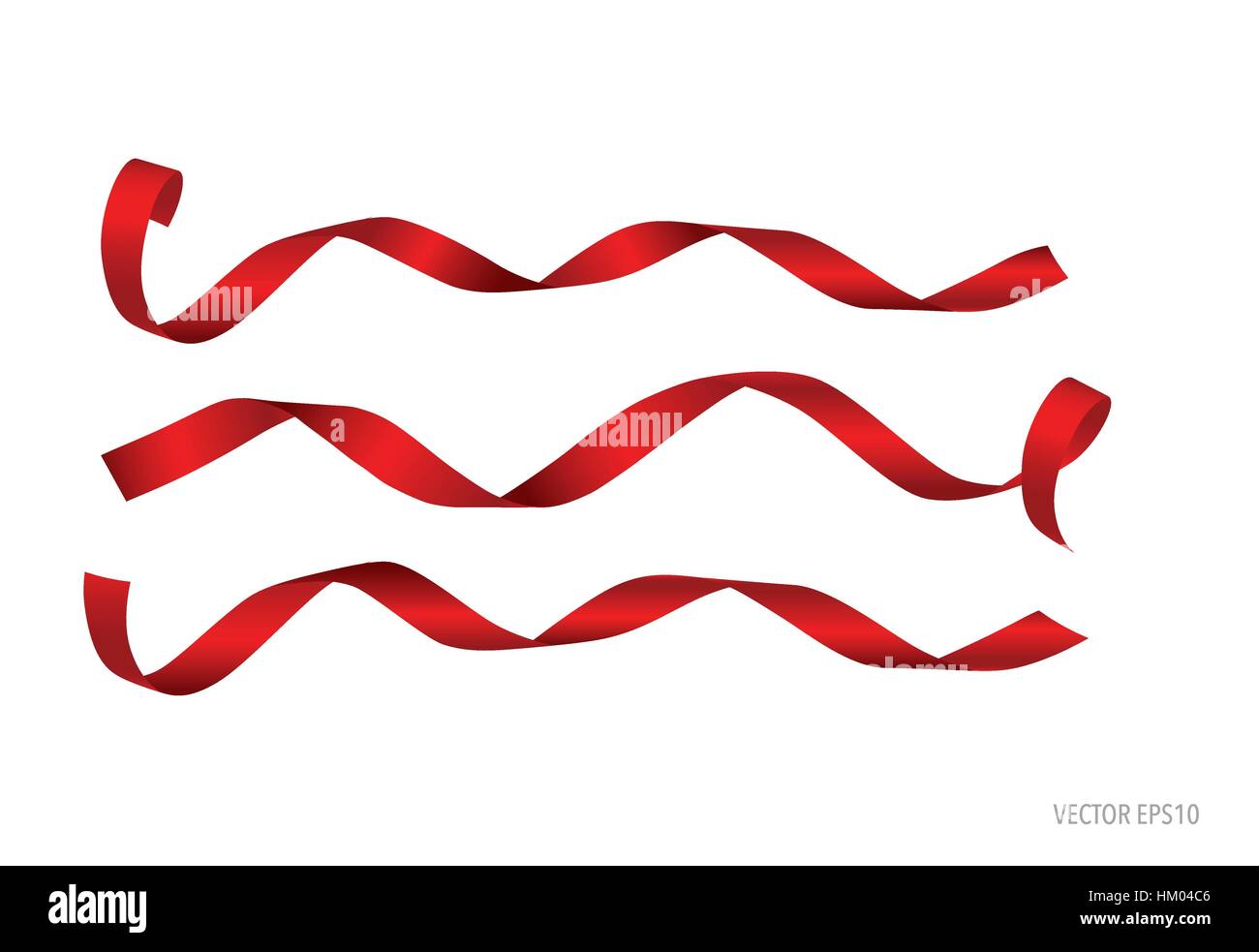 Shiny red ribbon on white background with copy space. Vector ...