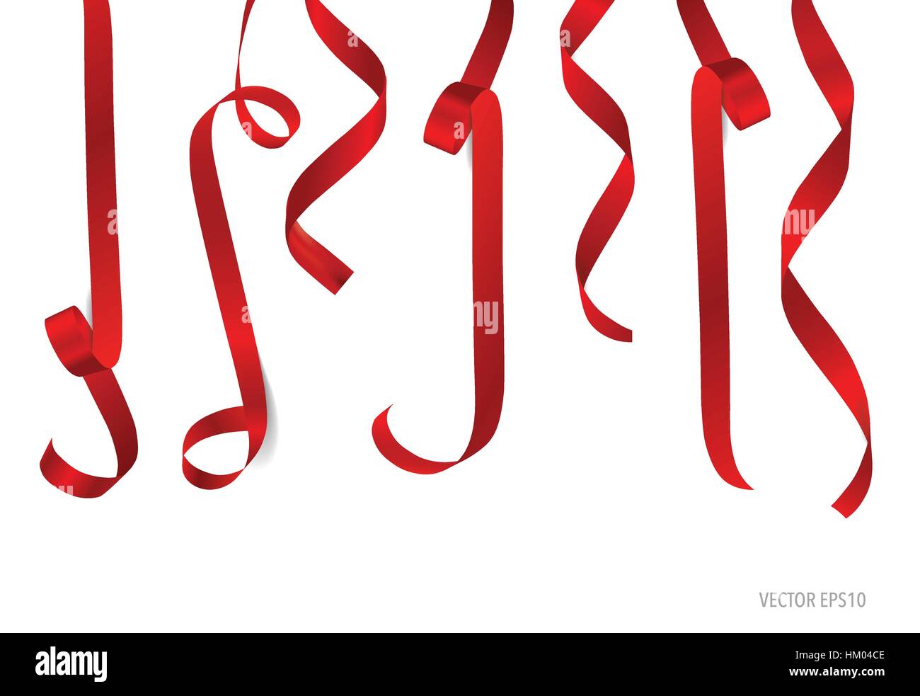 Shiny red ribbon on white background with copy space. Vector ...