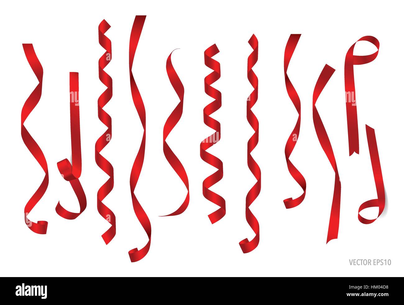 Shiny red ribbon on white background with copy space. Vector ...