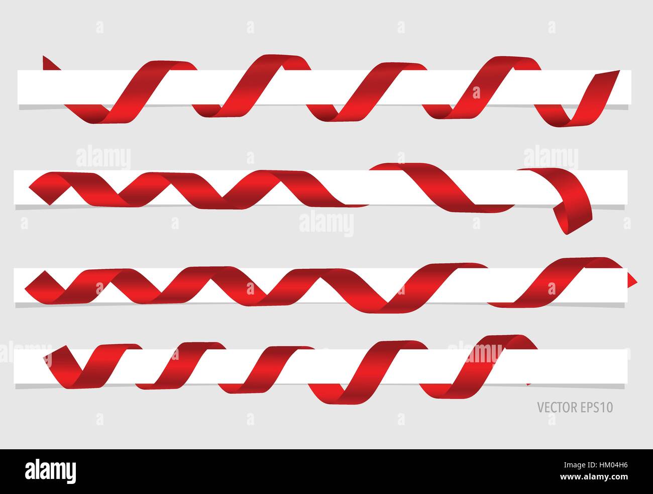 Shiny red ribbon on white background with copy space. Vector ...