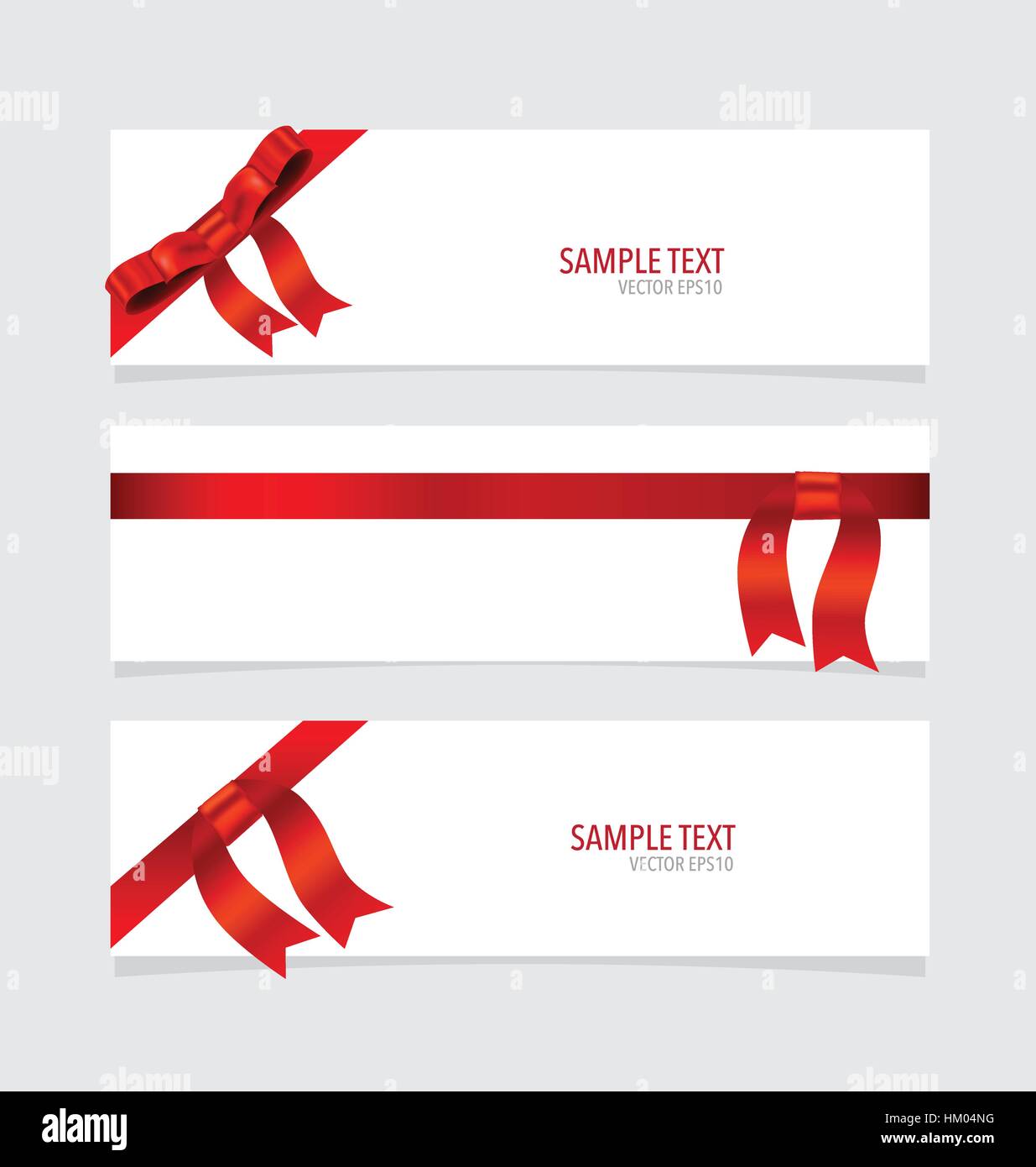 Cards with red ribbons. Vector illustration Stock Vector Image & Art ...