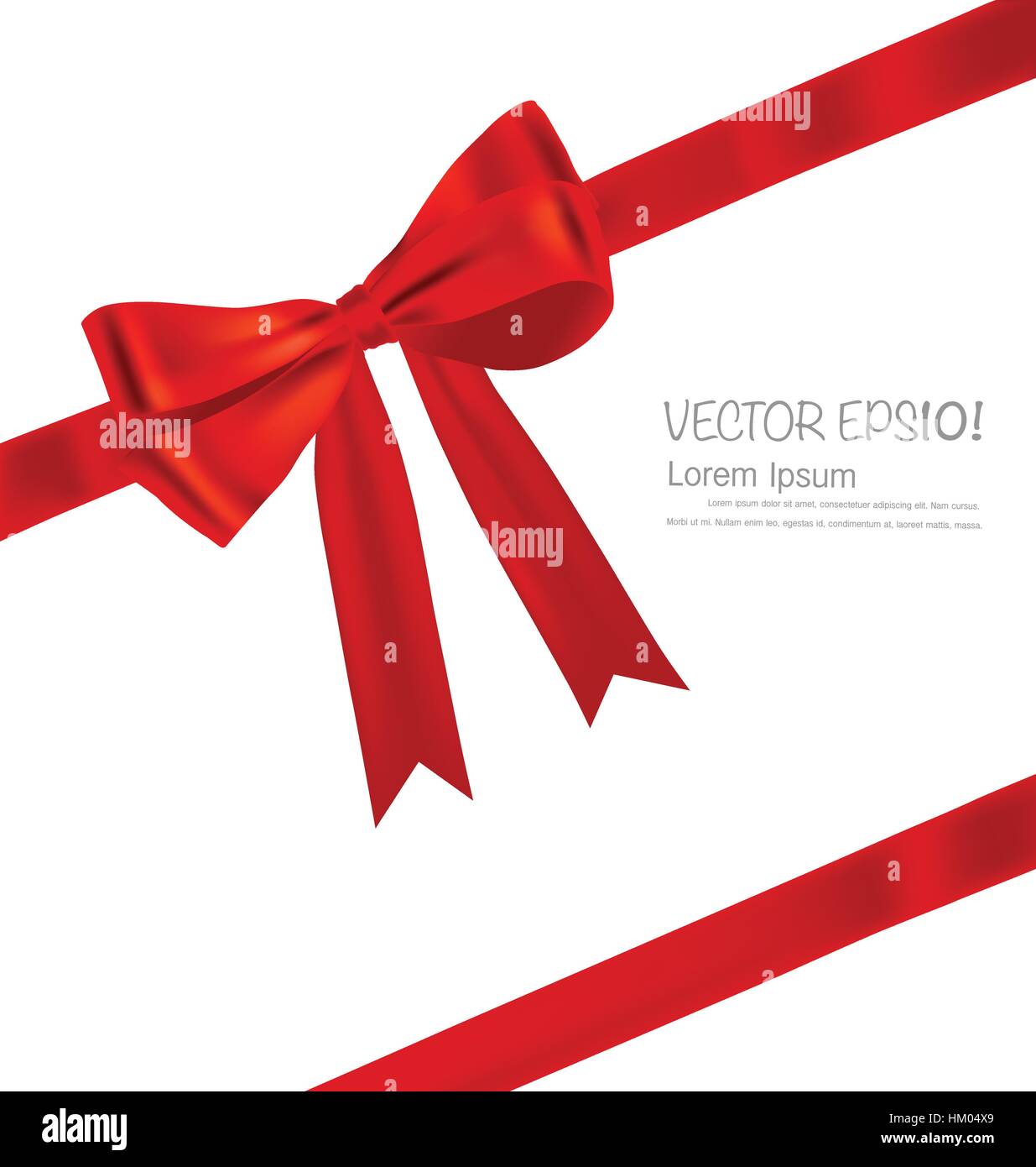 Shiny red ribbon on white background with copy space. Vector ...